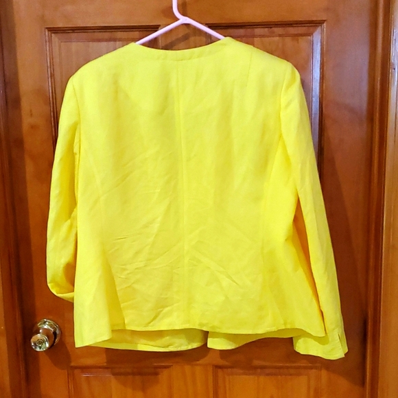Women's Yelllow Linen Blend Jacket Evan Picone Sz 16W - Picture 6 of 9